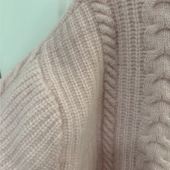 White and Warren Pink Cable Knit Cashmere Sweater Size Large - Picture 7 of 9